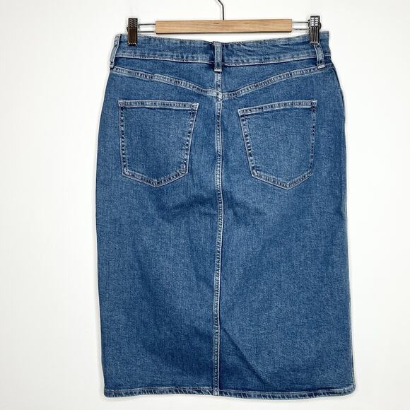 Gap Midi Jean Skirt Womens 10 Denim Medium Wash Slit Boho Festival Western - Picture 4 of 6